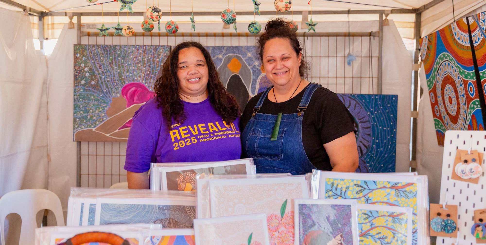 Artist Julianne Wade (left), Revealed Aboriginal Art Market, WA Museum Boola Bardip, Boorloo (Perth), 2025, photo: Jessica Russell.