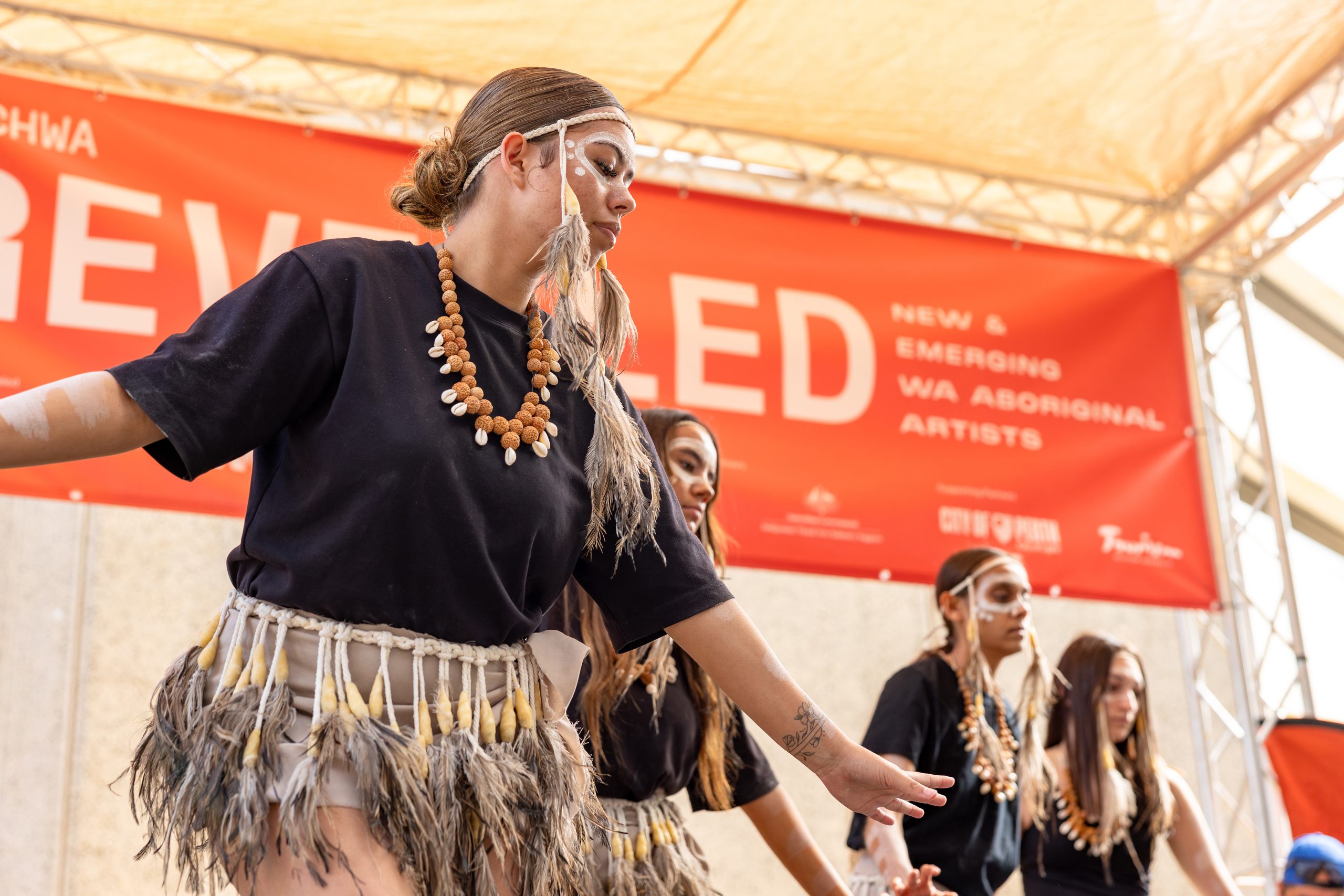 Aliwah dancers, Revealed Aboriginal Art Market, WA Museum Boola Bardip, Boorloo (Perth), 2026, photo: Jessica Russell